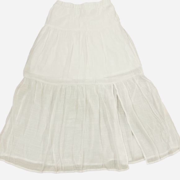 Iz Byer Cream Midi A-Line Skirt with Tiered Slit - Picture 1 of 5